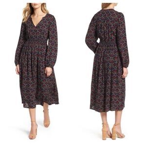 Hinge Print Midi Dress Size Large